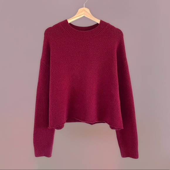 & Other Stories Sweaters - & Other Stories Burgundy Red Boucle Knit Sweater